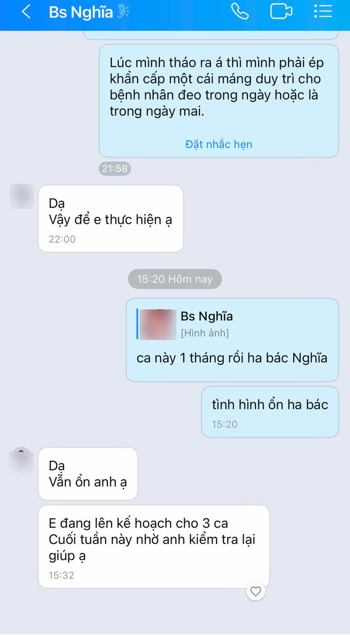 Ảnh chụp màn hình tin nhắn học viên gửi BS. Phú